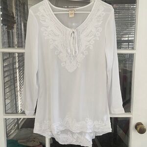 Sundance Embroidered White Blouse Top Women’s size Small